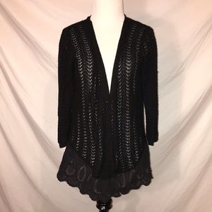 Eyelet Laced Black Cardigan
